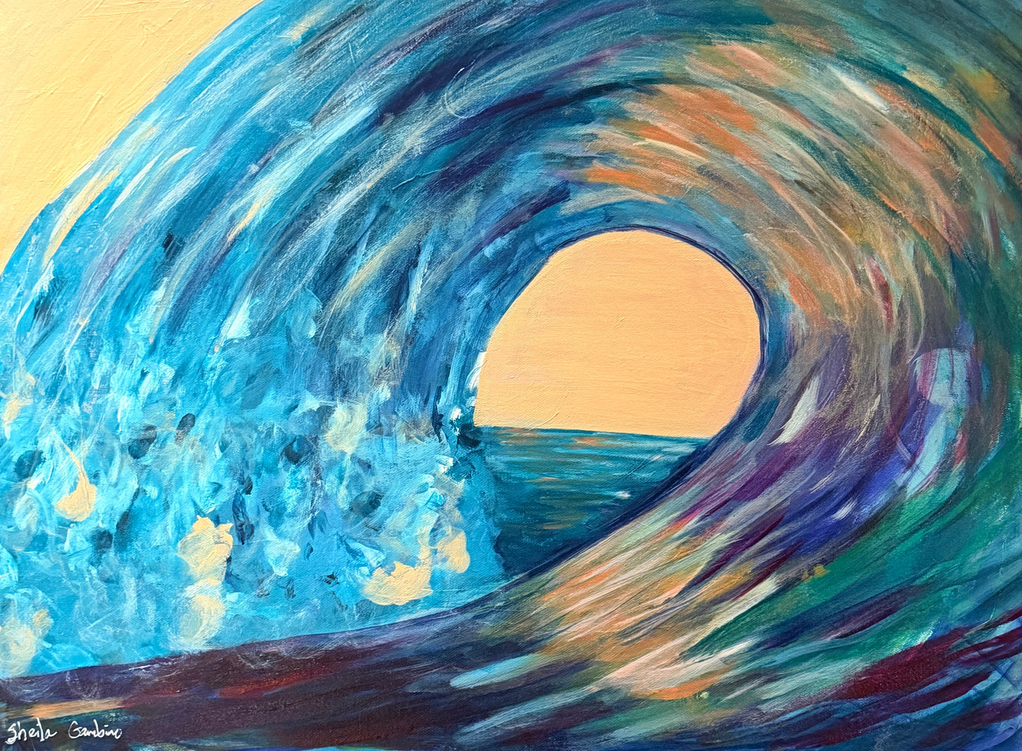 Original - Summer Wave Acrylic Painting
